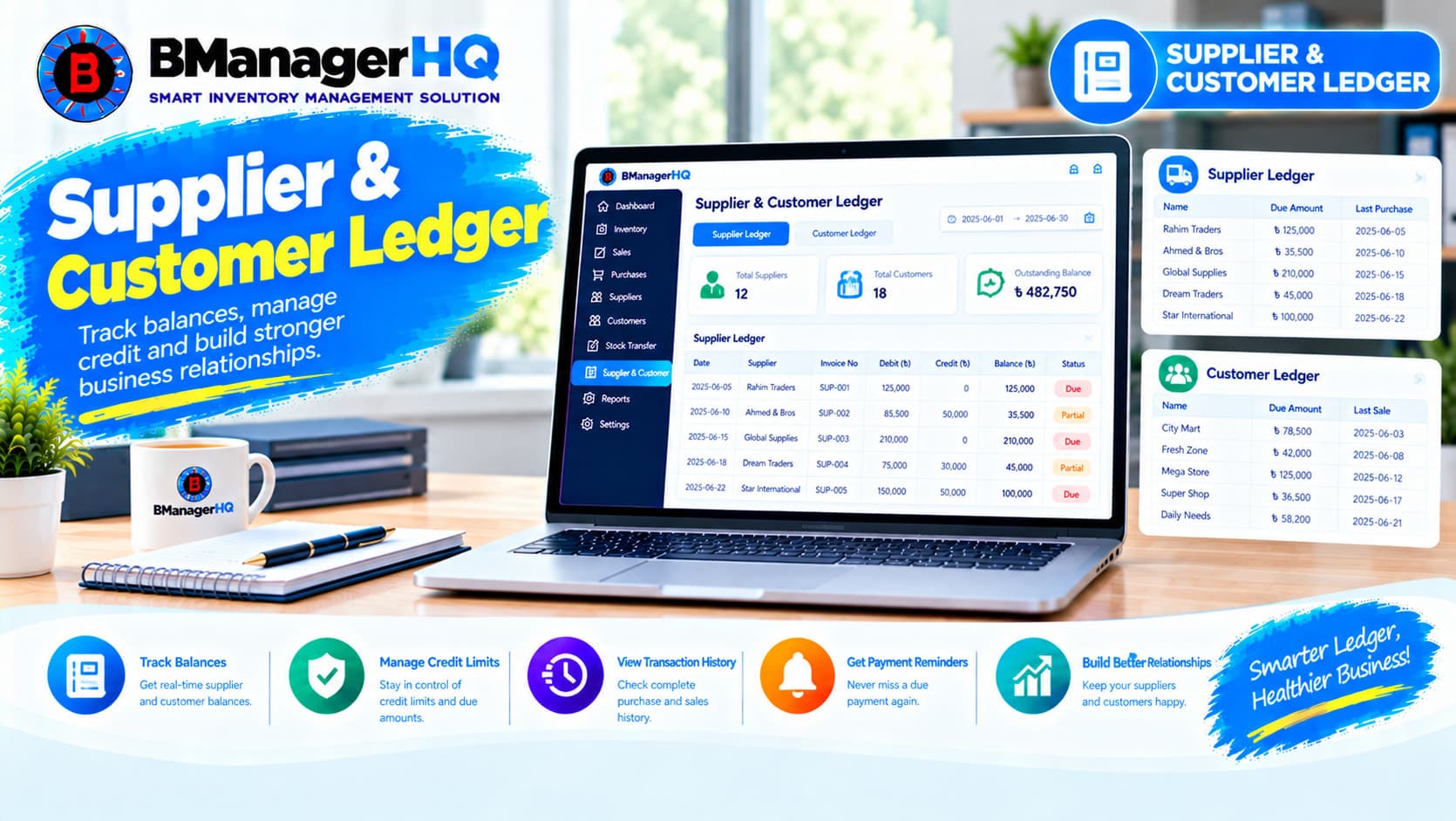 Supplier & Customer Ledger in Inventory Management